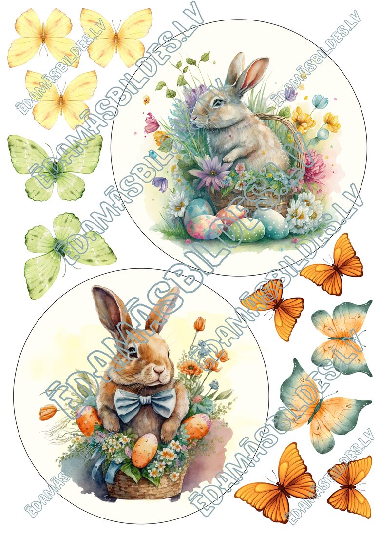 Cukura papīrs ar apdruku "Lieldienu kūka Nr. 2 "